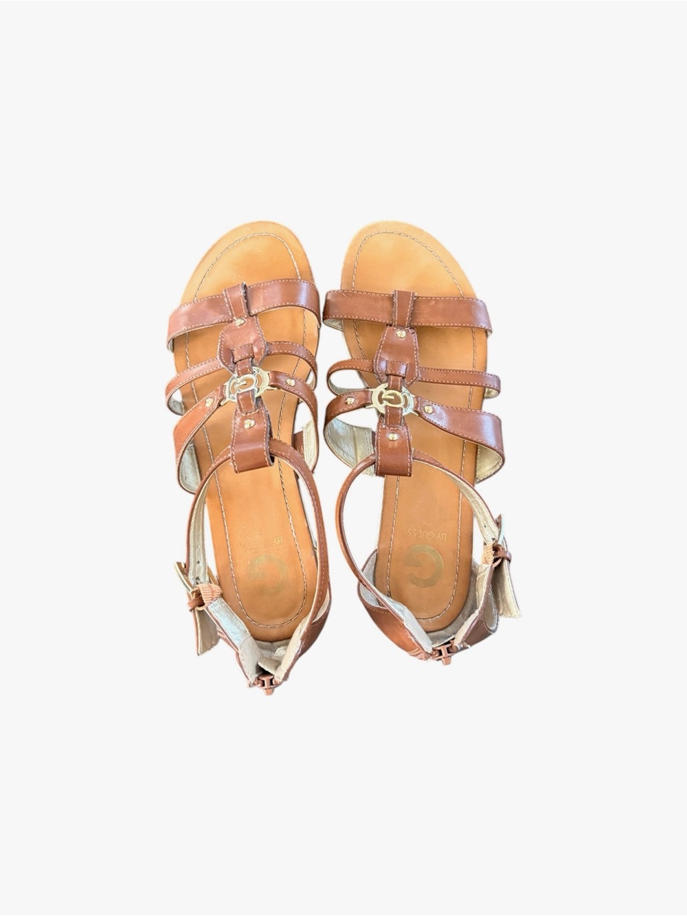 G by Guess Cognac Brown Strappy Gladiator Sandals Size 10